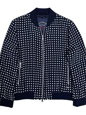 $1,400 PAUL & SHARK 100% SILK Bomber Jacket LUXURY Polka Dot Coat Women Medium